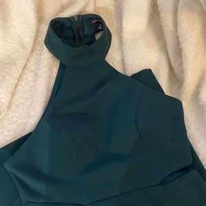Dark Green High Neck Mini Dress